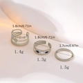 Three-piece stackable silver adjustable rings with star cutouts and enamel detailing - Silver Ring Set