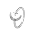 Bague réglable en argent avec motif céleste de lune et étoile scintillante - Ouvert Réglable / Étoile et Lune (J424 Argent)