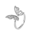 Bague ajustable papillon en argent ornée de zircons scintillants au design ouvert chic - Ouvert Réglable / Papillon Argent Ajouré (J427 Argent)