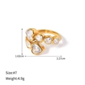 Detail view of a gold-plated ring showing dimensions of 1.62cm height and 2.27cm width - Heart Cluster Style (FT-JZ-398-4)