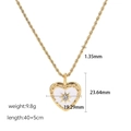 Gouden roestvrijstalen hart ketting met wit emaille en afmetingen weergegeven - Emaille Hart Halsketting (FT-XL-332-1)