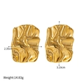 Irregular textured gold geometric stud earrings, 14.83g weight and 3.19cm height - Gold Irregular Pleated Texture (FT-EH-391-3)