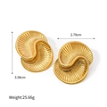 Golden geometric textured earrings with fan-shaped spiral design, 3.58cm by 2.78cm - Gold Spiral Fan Texture (FT-EH-391-5)