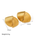 Golden geometric textured stud earrings with fan shape and dimension details - Gold Vertical Fold Texture (FT-EH-391-6)