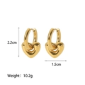 Polished gold heart-shaped stainless steel earrings measuring 2.2cm in height and 10.2g - Gold Heart Pendant Earrings (FT-EH-391)