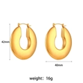 Detailed dimensions of 40mm hollow 18K gold plated hoop earrings with 16g weight info - Hollow Flat Round Ring / Gold