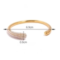 18K vergulde open manchetarmband met parels en een binnendiameter van 6,9 cm - Gouden Parel Stijl