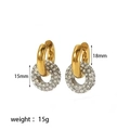 Pendientes de aro vintage en acero bañado en oro 18K con colgantes de pavé de 15mm - Estilo de Circonita Blanca Dorada
