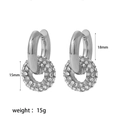 Pendientes de aro vintage de acero plateado con anillos de diamantes pavé desmontables - Estilo Plateado Diamante Completo