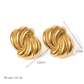 Polished golden stainless steel earrings with wavy spiral texture and 2.7cm length - Gold Spiral Twist Texture (FT-EH-391-2)