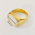 Gouden 18k vergulde roestvrijstalen ring met 14,6 mm rechthoekige witte schelpinleg - US 6 / Goud