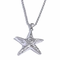 Zeester hanger ketting van roestvrij staal met een gedraaide touwketting voor dames - Zilver