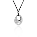 Teardrop hollow pendant necklace in 18K gold plated steel with cubic zirconia stones - Silver
