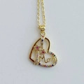 Golden heart necklace with MOM pendant and colorful rhinestones for mothers - Mom Colorful Rhinestone Style (B)