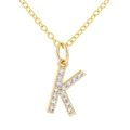 Golden necklace featuring a letter K pendant pavé-set with sparkling white zircons - Letter K