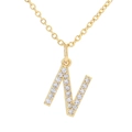 Minimalistische Goldkette mit einem funkelnden, kristallbesetzten Buchstaben-N-Anhänger - Buchstabe N / Gold Kleiner Stil