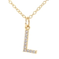 Gold plated letter L pendant necklace featuring sparkling micro-pave cubic zirconia crystals - L