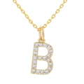 Golden necklace featuring a crystal micro-pave letter B pendant with fine chain - Letter B