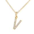 Minimalist gold necklace featuring a V-shaped pendant pavé-set with sparkling zircons - Letter V