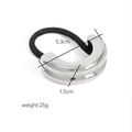 Élastique à cheveux minimaliste en métal argenté poli avec anneau en C et bande noire - Double Couche Lisse Ton Argent