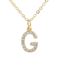 Gold plated alphabet necklace with letter G pendant and sparkling crystal zircon stones - Letter G