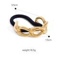 Élastique à cheveux noir avec chaîne en métal doré poli, dimensions de 3,5x1,5 cm - Style de Chaîne Or