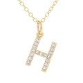 Gold letter H necklace pendant with sparkling cubic zirconia on a chic O-chain link - Letter H