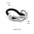 Élastique à cheveux avec chaîne en métal argenté et bande noire au design industriel - Style de Chaîne Ton Argent