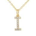 Minimalist gold necklace with a glittering crystal-inlaid capital letter I pendant - Letter I
