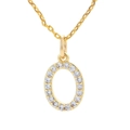 Elegant gold oval pendant necklace with sparkling cubic zirconia letter O charm - Letter O