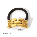 Élastique à cheveux doré avec maillons et cordon noir, hauteur 1,73 cm et poids de 15 g - Style de Bracelet de Montre Or