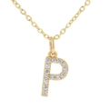 Gold letter P necklace with white zircon pavé setting on a delicate cable chain - Letter P