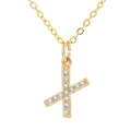 Golden pendant necklace featuring letter X design with sparkling crystal stones - Letter X