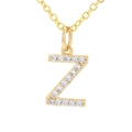 Elegant gold letter Z pendant necklace with sparkling white pavé cubic zirconia - Letter Z