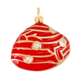 Pendentif en émail rouge avec relief doré et zircons brillants sur fond blanc pur - Rouge Vif (A1038)