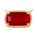 Détail d'un connecteur doré avec cristal rouge facetté et bordure torsadée fine - Rouge (A0878)
