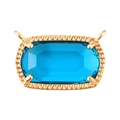 Détail de pendentif aigue-marine plaqué or avec bordure torsadée et deux anneaux de lien - Bleu de Mer (A0880)