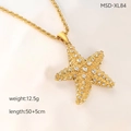 Gouden zeester hanger ketting in matte afwerking met fonkelende zirkoon kristallen - Zeester Halsketting (FT-XL-332-4)