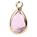 Detailed view of pink teardrop birthstone pendant with gold plated frame for DIY jewelry - April (P1099)
