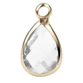 Detailed close-up of a pear-shaped glass birthstone pendant with golden metal plating - Gold Border August (P1103)
