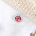 Ciondolo pietra natale argentata con cristallo rosa sfaccettato per gioielli fai da te - Diametro 6mm / Ottobre (P1241)
