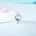 Detail of round lavender crystal birthstone connector charm with gold plated frame - Diameter 8mm / 10 Pieces Pack / Gold Edge-June (P1757)
