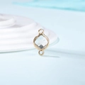 Macro view of golden birthstone connector with faceted crystal for DIY jewelry making - Diameter 8mm / 10 Pieces Pack / Gold Edge-April (P1760)