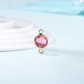 Macro shot of pink crystal birthstone connector with gold plating for jewelry making - Diameter 8mm / 10 Pieces Pack / Gold Edge-October (P1761)