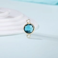 Detail of faceted blue crystal birthstone pendant with gold double bail connectors - Diameter 8mm / 10 Pieces Pack / Gold Edge-December (P1763)