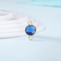 Detailed view of dark blue round faceted crystal birthstone charm with gold metal frame - Diameter 8mm / 10 Pieces Pack / Gold Edge-September (P1765)