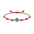 Pulsera de cuerda roja tejida con ojo turco azul y detalles dorados en fondo blanco - Estilo Cuerda Trenzada Roja Ojo Turco (B2109)