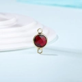 Macro shot of faceted red crystal gemstone connector in gold bezel for DIY jewelry - Diameter 8mm / 10 Pieces Pack / Gold Edge-January (P1766)