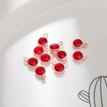 Set of 10 red faceted crystal pendants with rose gold plating for DIY jewelry making - Rose Gold July (P2446)