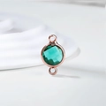 Close-up of rose gold emerald crystal birthstone connector for DIY jewelry making - Diameter 8mm / 10 Pieces Pack / Rose Gold Edge-May (P2412)